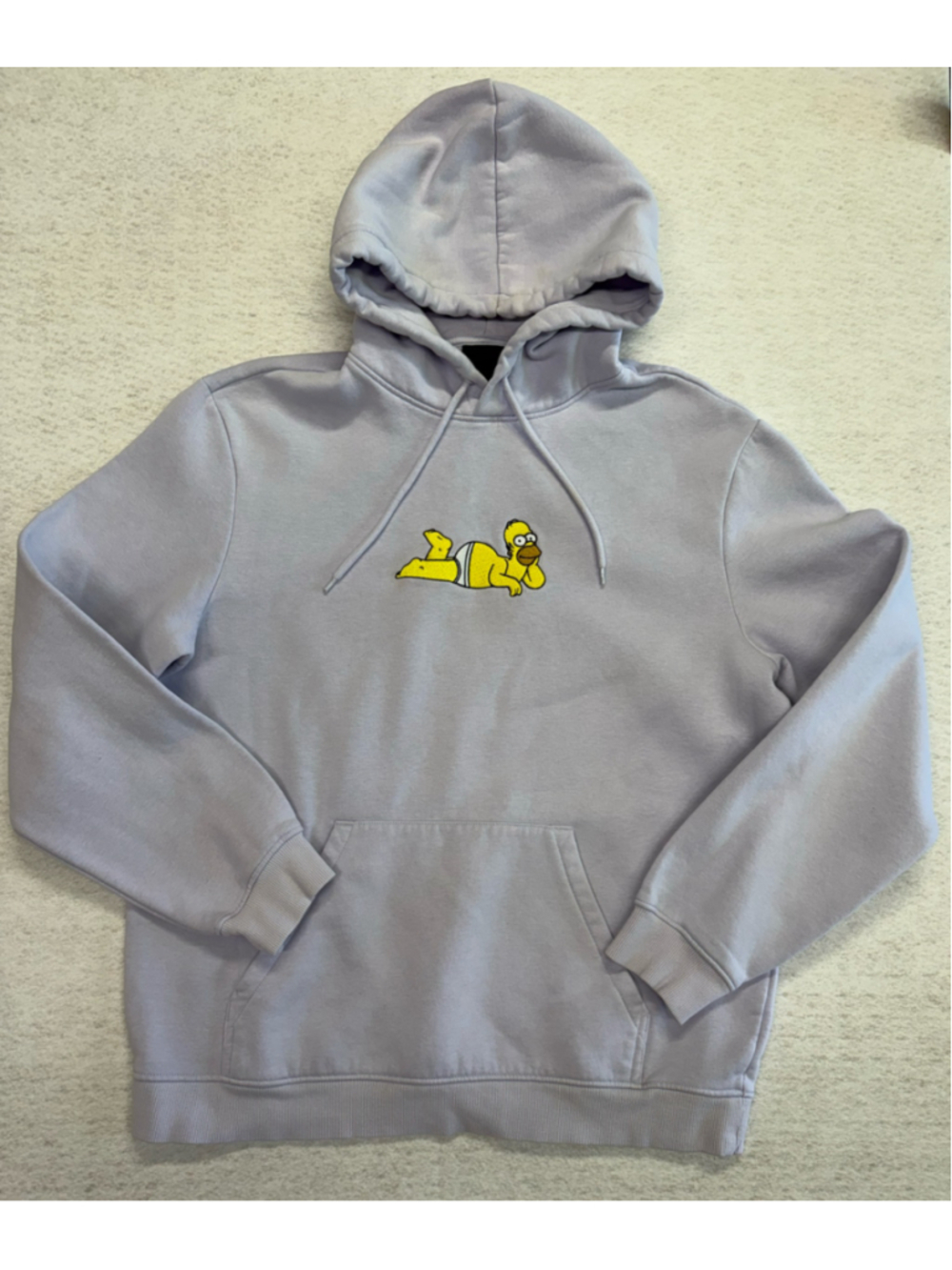 Title: H&M x The Simpsons Homer Simpson Embroidered Hoodie Men’s M Lilac Purple